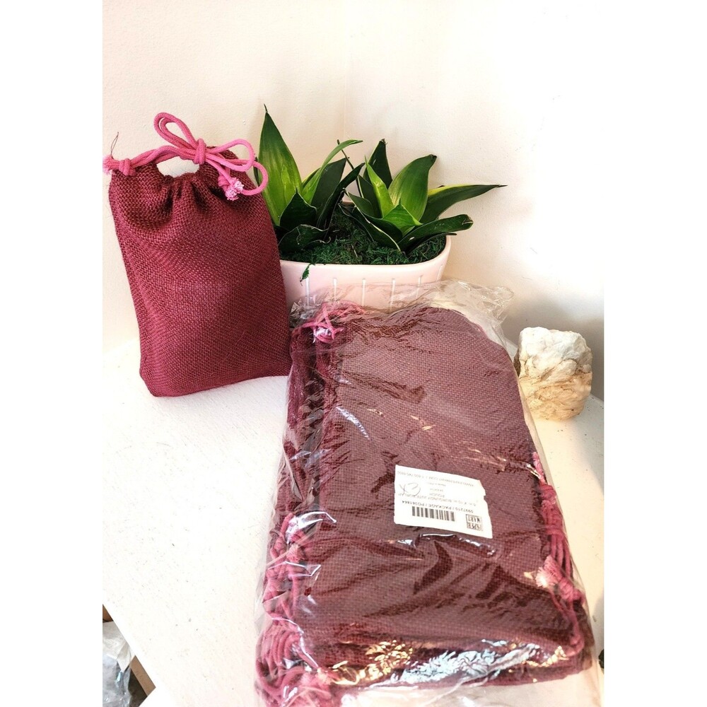 Burgundy Jute Burlap Drawstring Bags - 6" by 10" - NEW - 24 pack